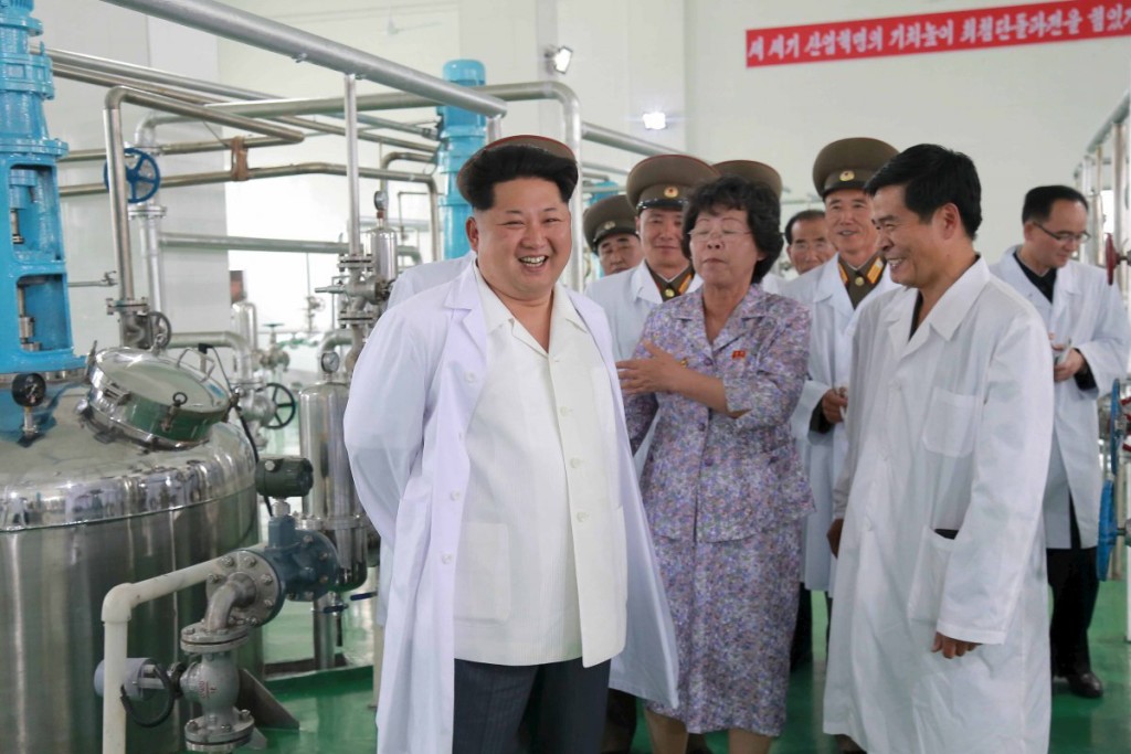 Kim Jong Un touring the Pyongyang Bio-Institute in June. 