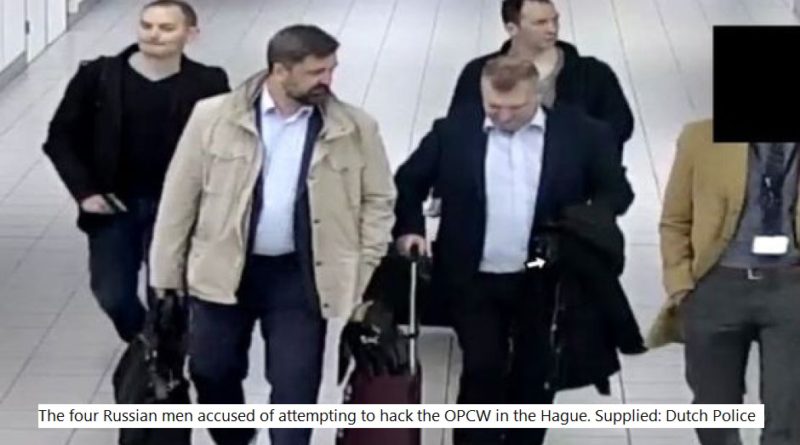 The four men accused of attempting to hack the OPCW in the Hague. Supplied: Dutch Police