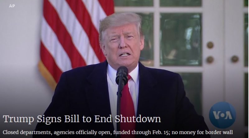 Trump signs bill to end shutdown