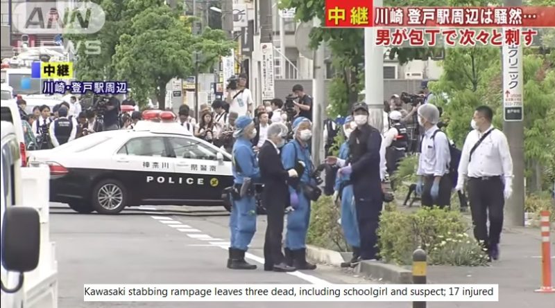 Kawasaki stabbing rampage leaves three dead, including schoolgirl and suspect; 17 injured