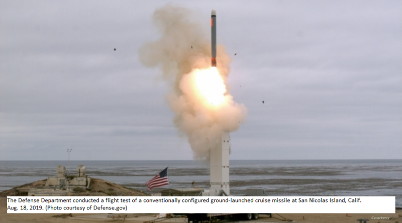 The Defense Department conducted a flight test of a conventionally configured ground-launched cruise missile at San Nicolas Island, Calif.