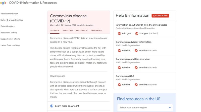 Google Coronavirus covid-19